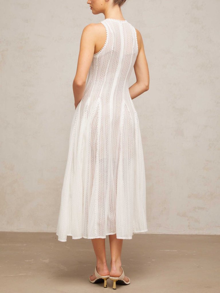Lace Sleeveless Elegant Midi Dress