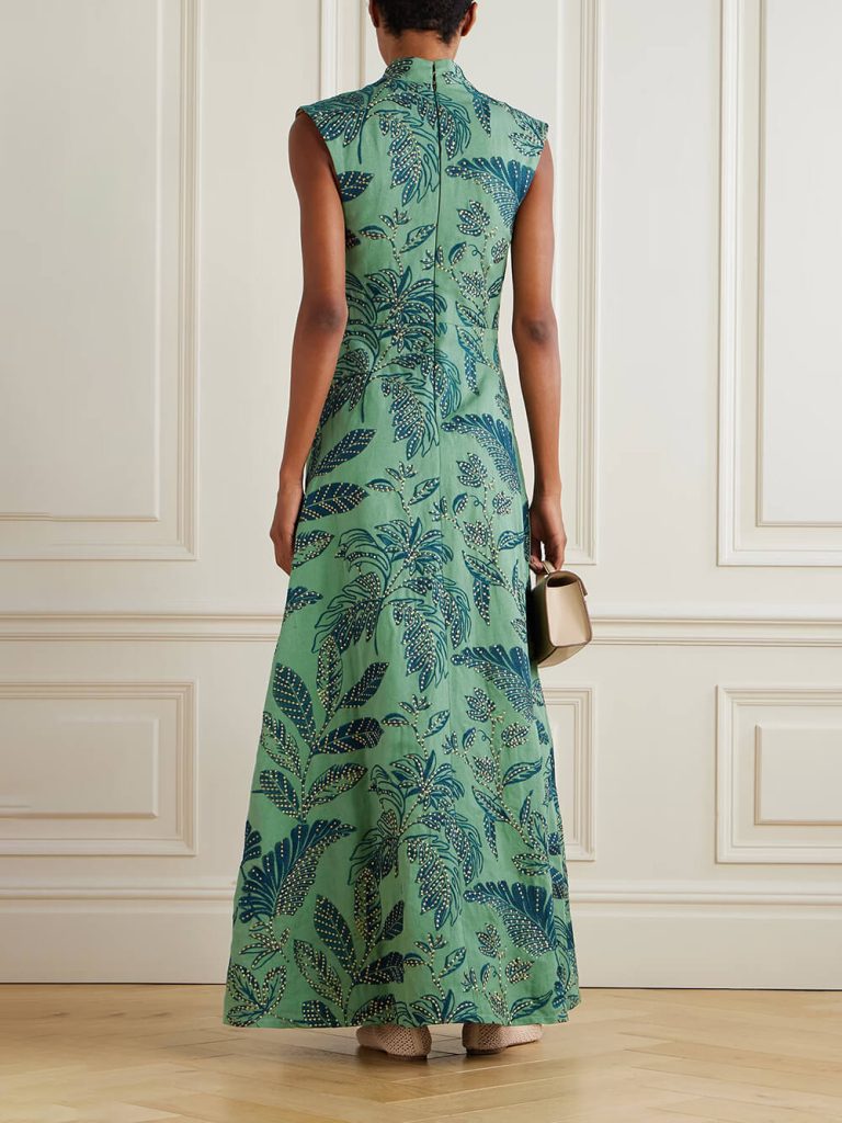 Printed V-Neck Elegant Maxi Dress
