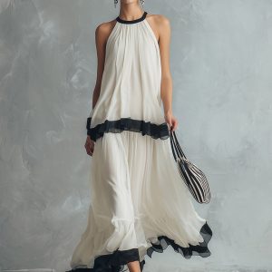 Spaghetti Strap Backless Elegant Two-Piece Set