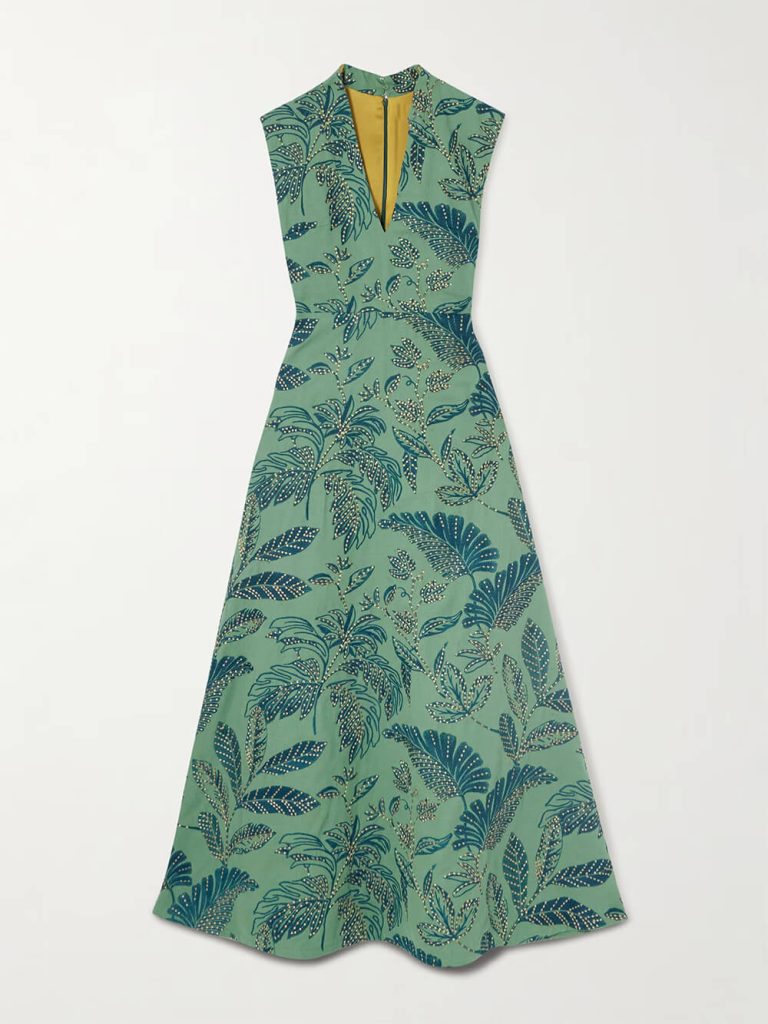 Printed V-Neck Elegant Maxi Dress