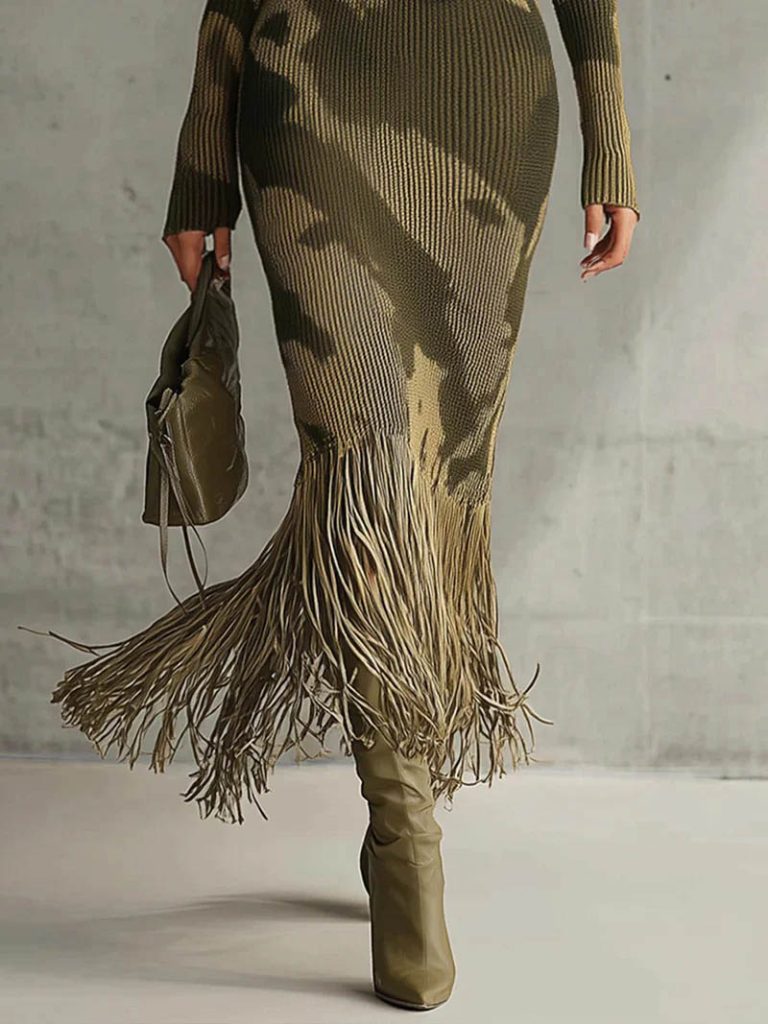 Knit V-Neck Elegant Maxi Dress