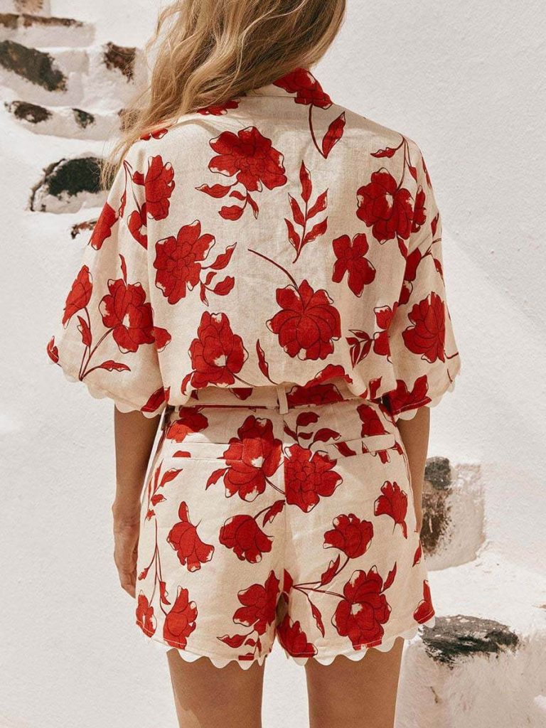 Printed Lace Casual Two-Piece Set