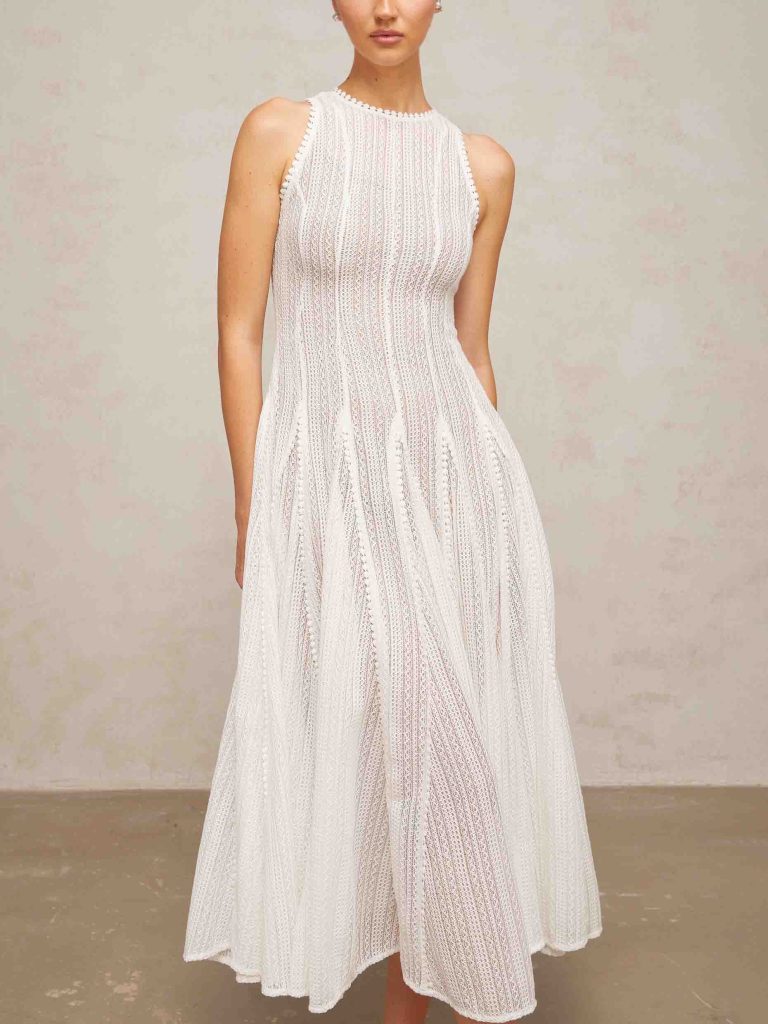 Lace Sleeveless Elegant Midi Dress