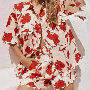 Printed Lace Casual Two-Piece Set