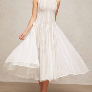 Lace Sleeveless Elegant Midi Dress