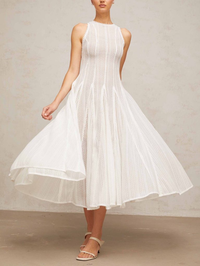 Lace Sleeveless Elegant Midi Dress