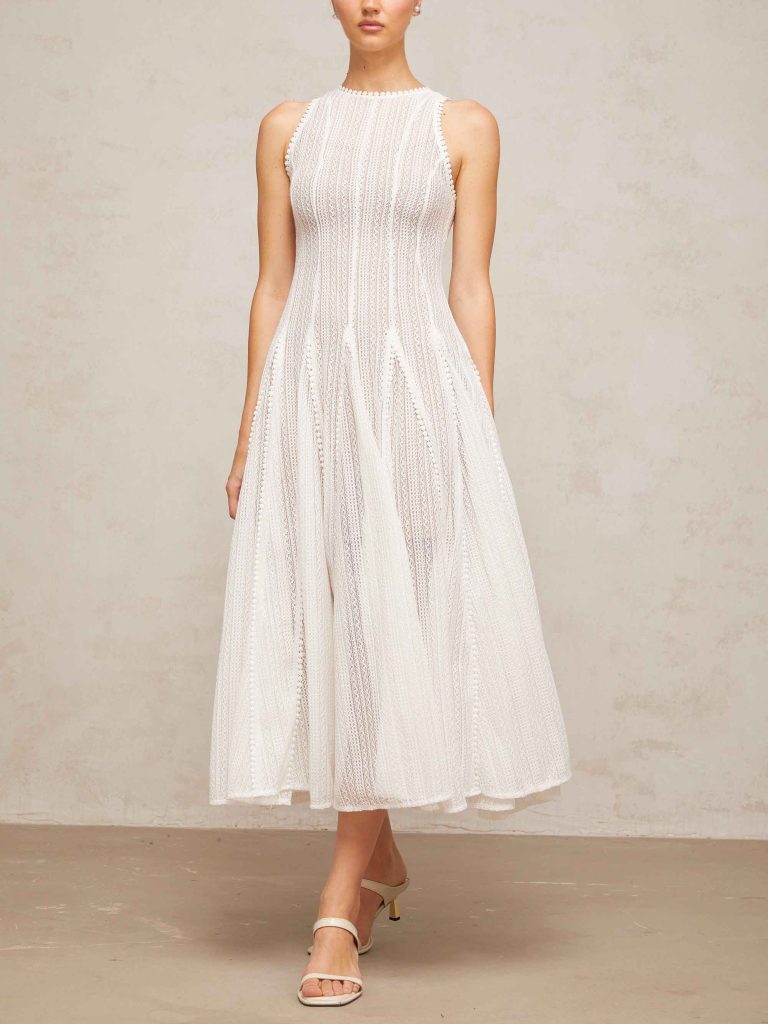 Lace Sleeveless Elegant Midi Dress