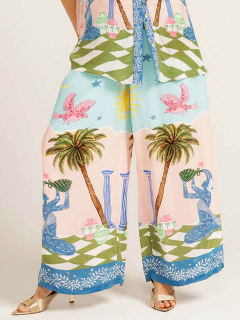 Printed Short Sleeve Casual Blouse