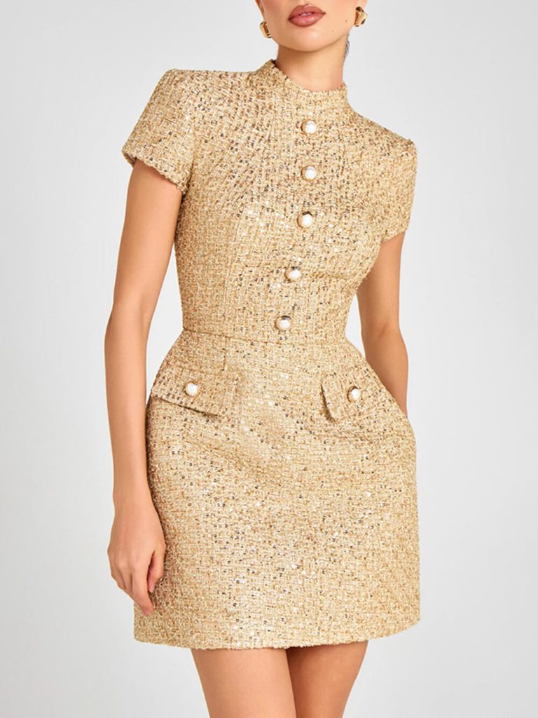 High Neck Elegant Mini Dress